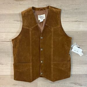 Cripple Creek Leather Vest Mens Size Small Brown Suede Western Snap